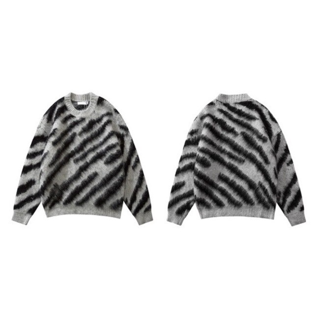 Áo sweater from oversized phối sọc đen lông dành cho nam nữ