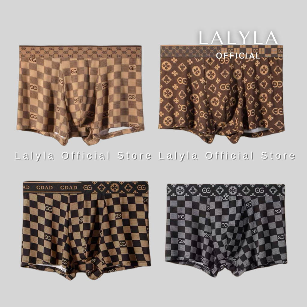 Combo 4 quần sịp nam cao cấp thun cotton, quần lót nam GC nâu full hộp sang trọng