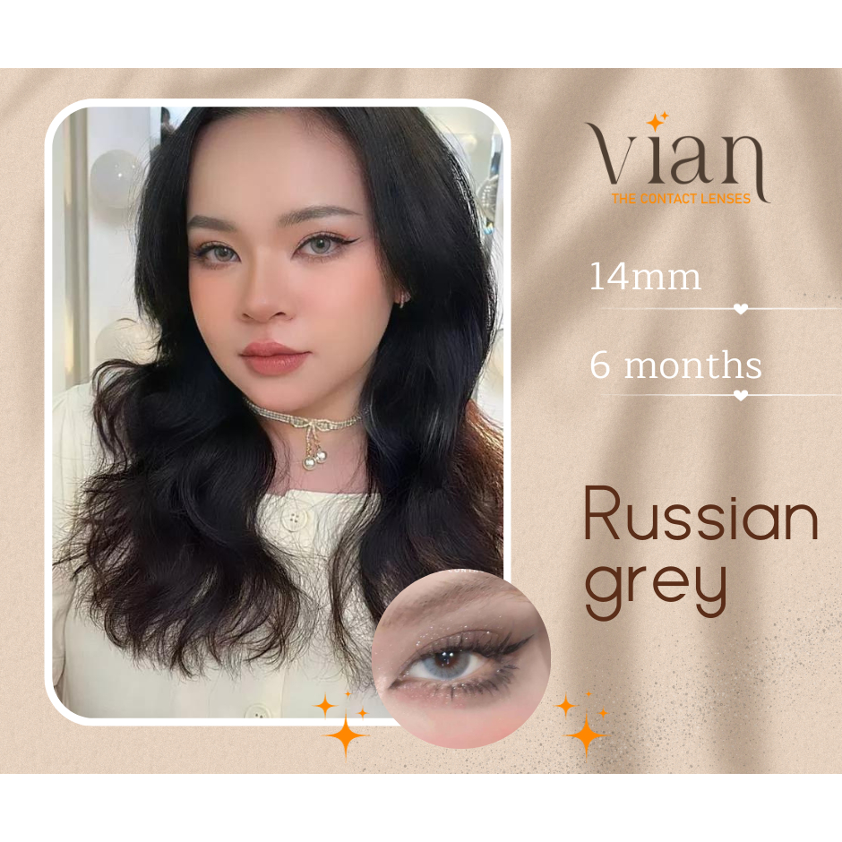 Russian Lens kính áp tròng xám tây 0-6 độ 14mm Hàn Quốc