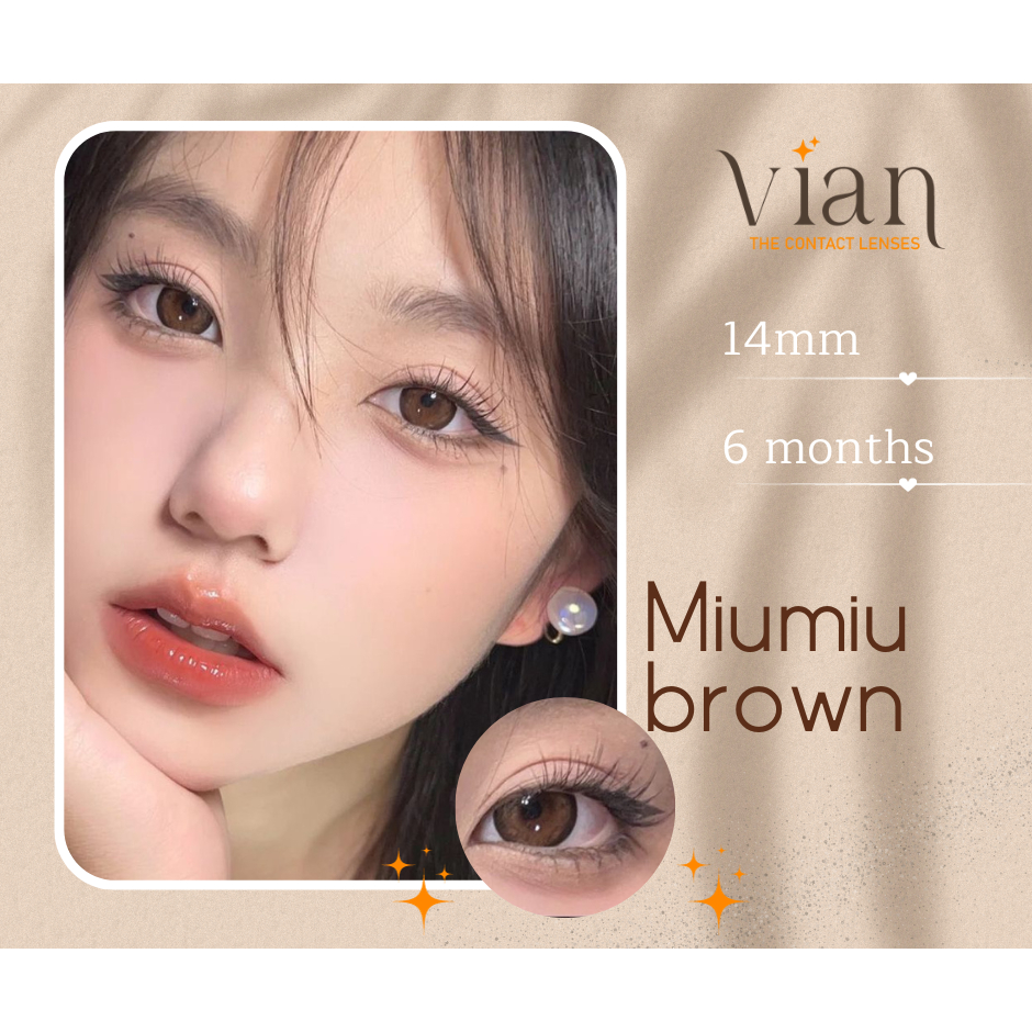 Miumiu Lens kính áp tròng hiệu ứng filter nâu baby 0-6 độ 14mm