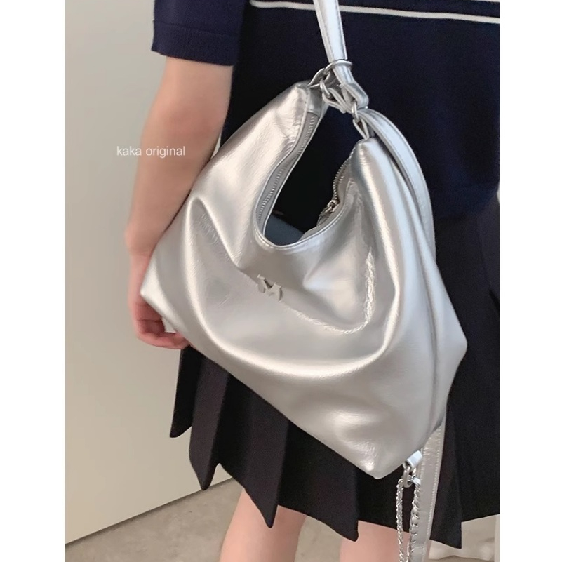 Balo nữ đeo vai Tuinhacam túi tote có khoá kéo da mềm dây da phối xích thời trang nữ Hàn Quốc - TNC034