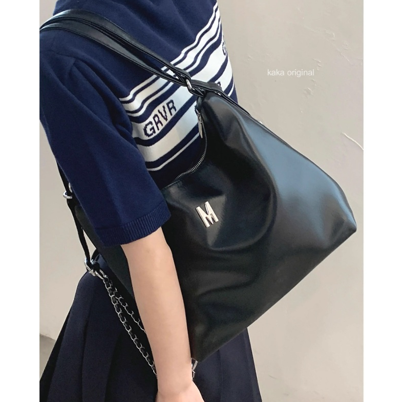 Balo nữ đeo vai Tuinhacam túi tote có khoá kéo da mềm dây da phối xích thời trang nữ Hàn Quốc - TNC034