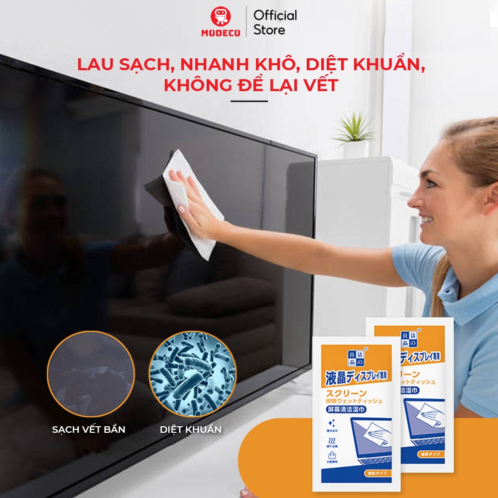 Khăn Lau Màn Hình Modeco, Khử Khuẩn Vệ Sinh Màn Hình Điện Thoại, Máy Tính Bảng - Làm Sạch, Bảo Vệ, Không Để Lại Vết