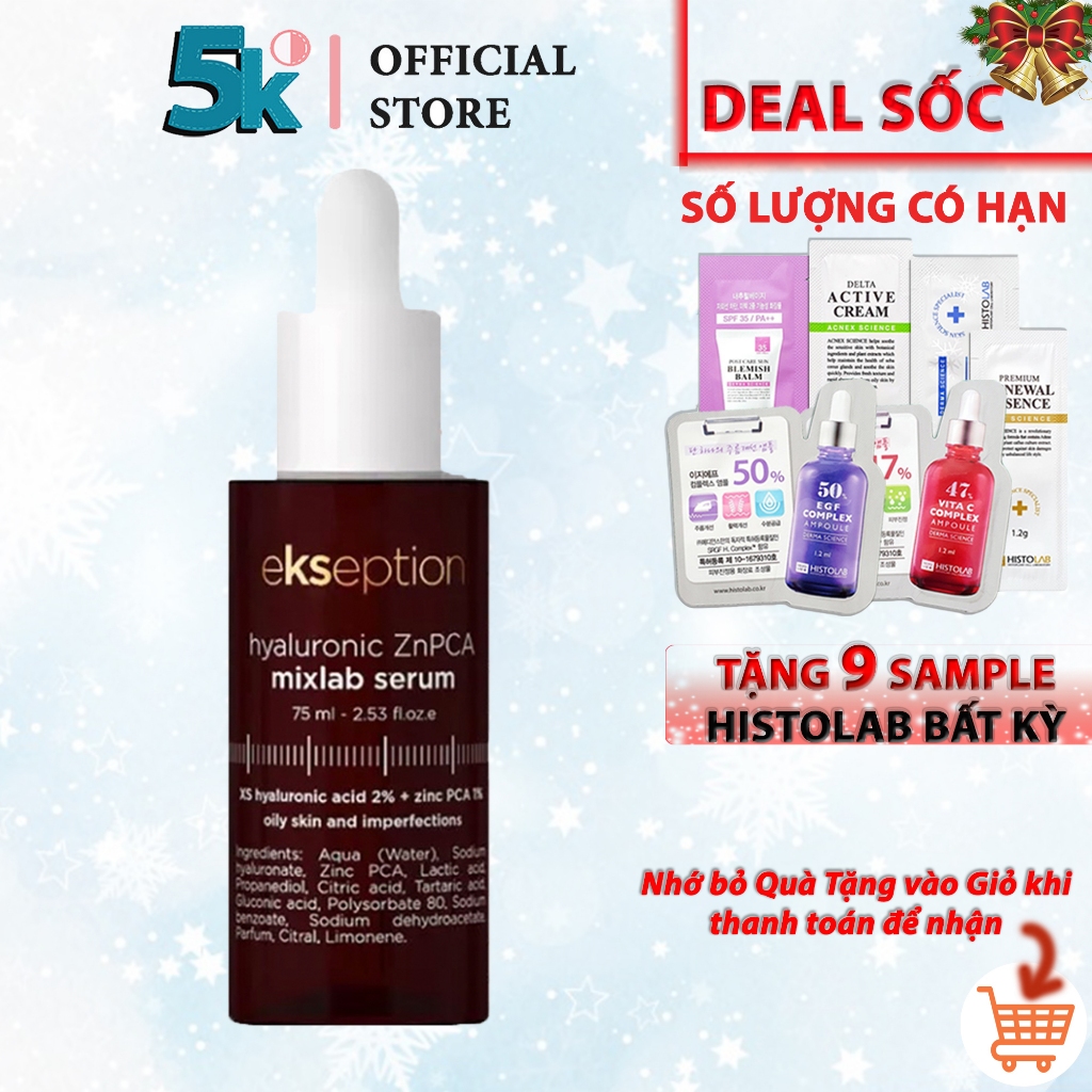 Serum Ekseption Hyaluronic ZnPCA, HA + 1% ZnPCA giảm mụn, kiềm dầu 70ml