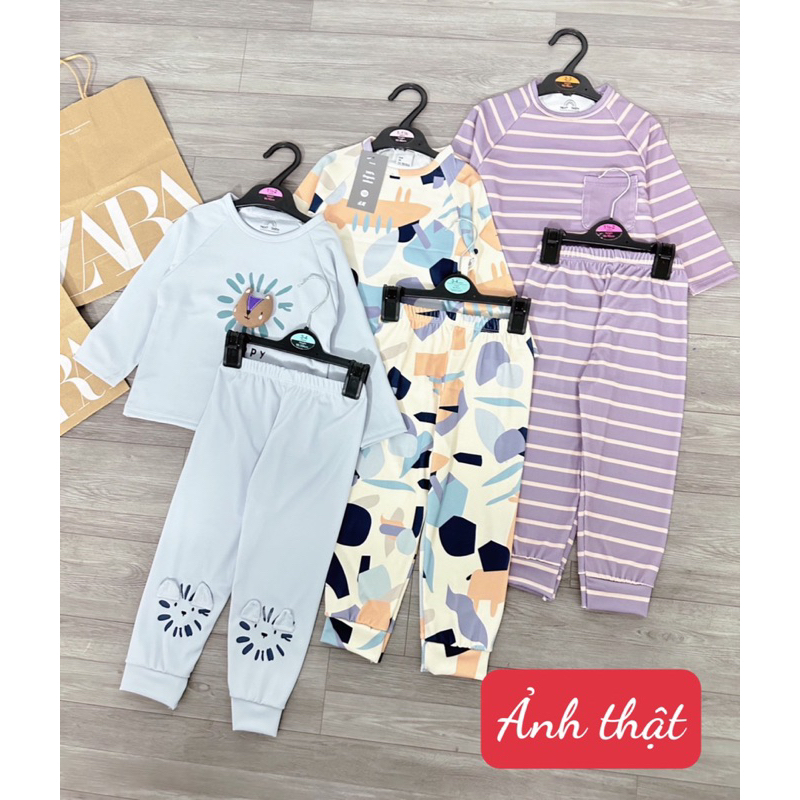 Sét 3b dài tay gấu nổi họa tiết 3 màu cho bé trai