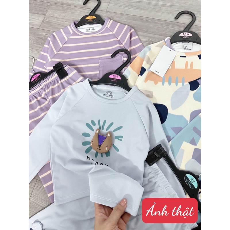 Sét 3b dài tay gấu nổi họa tiết 3 màu cho bé trai