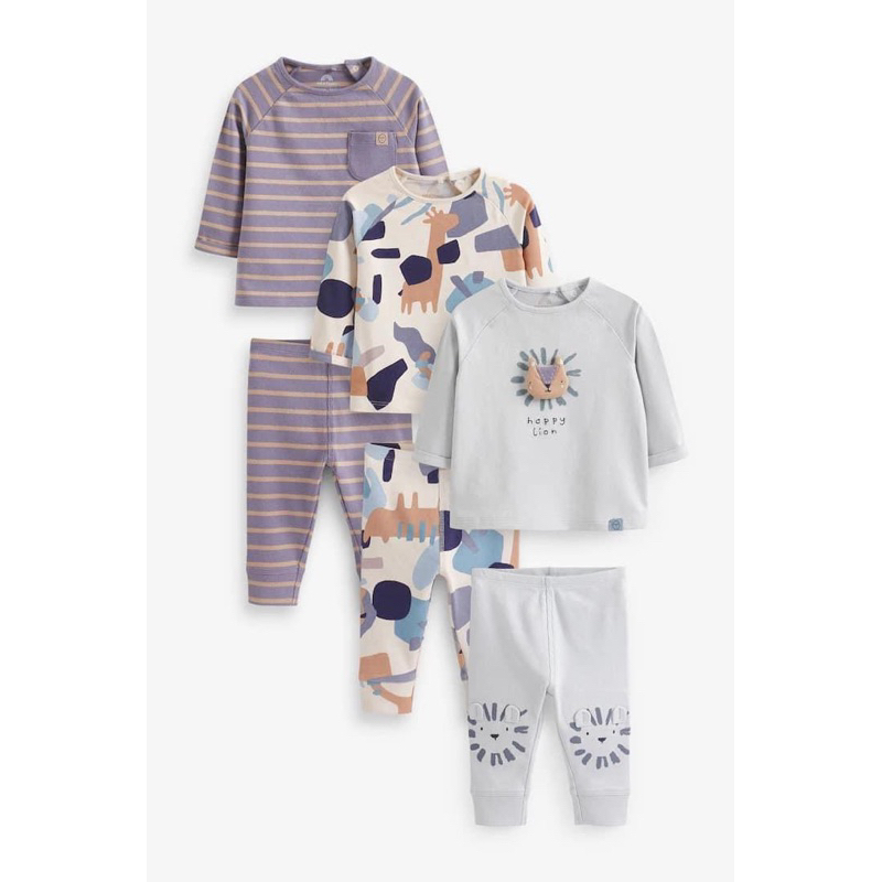 Sét 3b dài tay gấu nổi họa tiết 3 màu cho bé trai