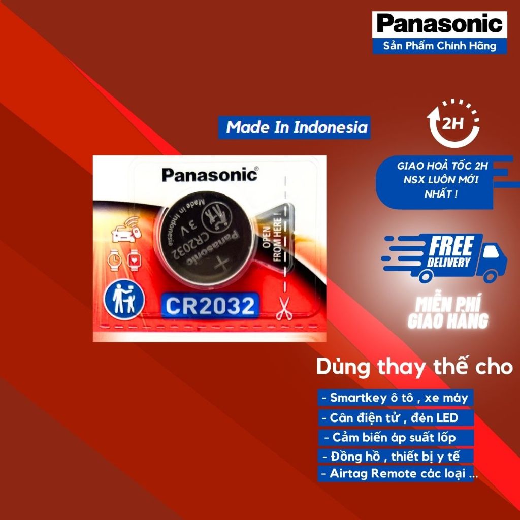Vỉ 1 Viên Pin Smartkey CR2032 Panasonic Lithium 3V Made In Indonesia Cao Cấp , Pin Smartkey Ô tô