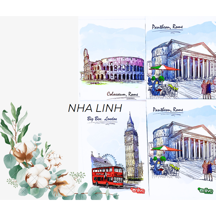 Combo 5 cuốn tập sinh viên 76 trang Enlivo kẻ thường định lượng 60