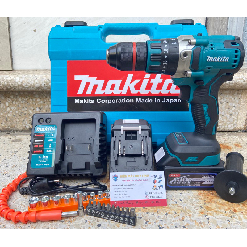 MÁY KHOAN PIN đầu 13li 3 chức năng MAKITA | LÕI ĐỒNG nguyên chất 100% | ĐỘNG CƠ TỪ KHÔNG CHỔI THAN