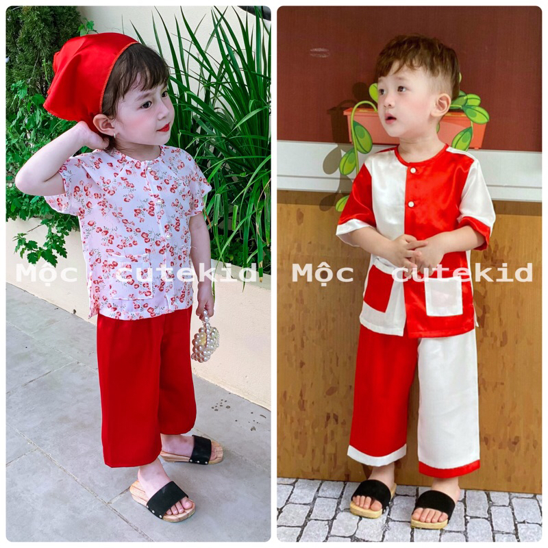 (7-35kg) set đồ bà ba cặp cho bé trai bé gái, đồ đôi anh chị em, bộ đồ cặp cho bé mặc đi chơi lễ hội, trung thu, lễ tết