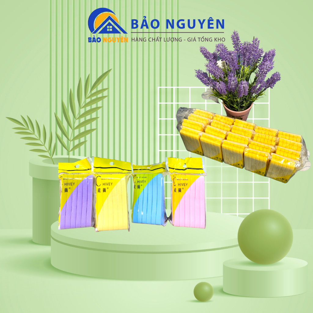 (sale 50%) Bông nở rửa mặt bọt biển Chivey 12 miếng, Bông mút bọt biển siêu mềm rửa mặt sạch Nhật Bản