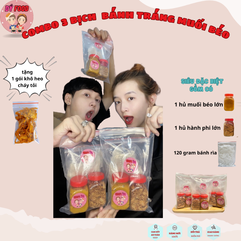 Combo 3 Bịch Bánh Tráng Muối Béo - Dý Food