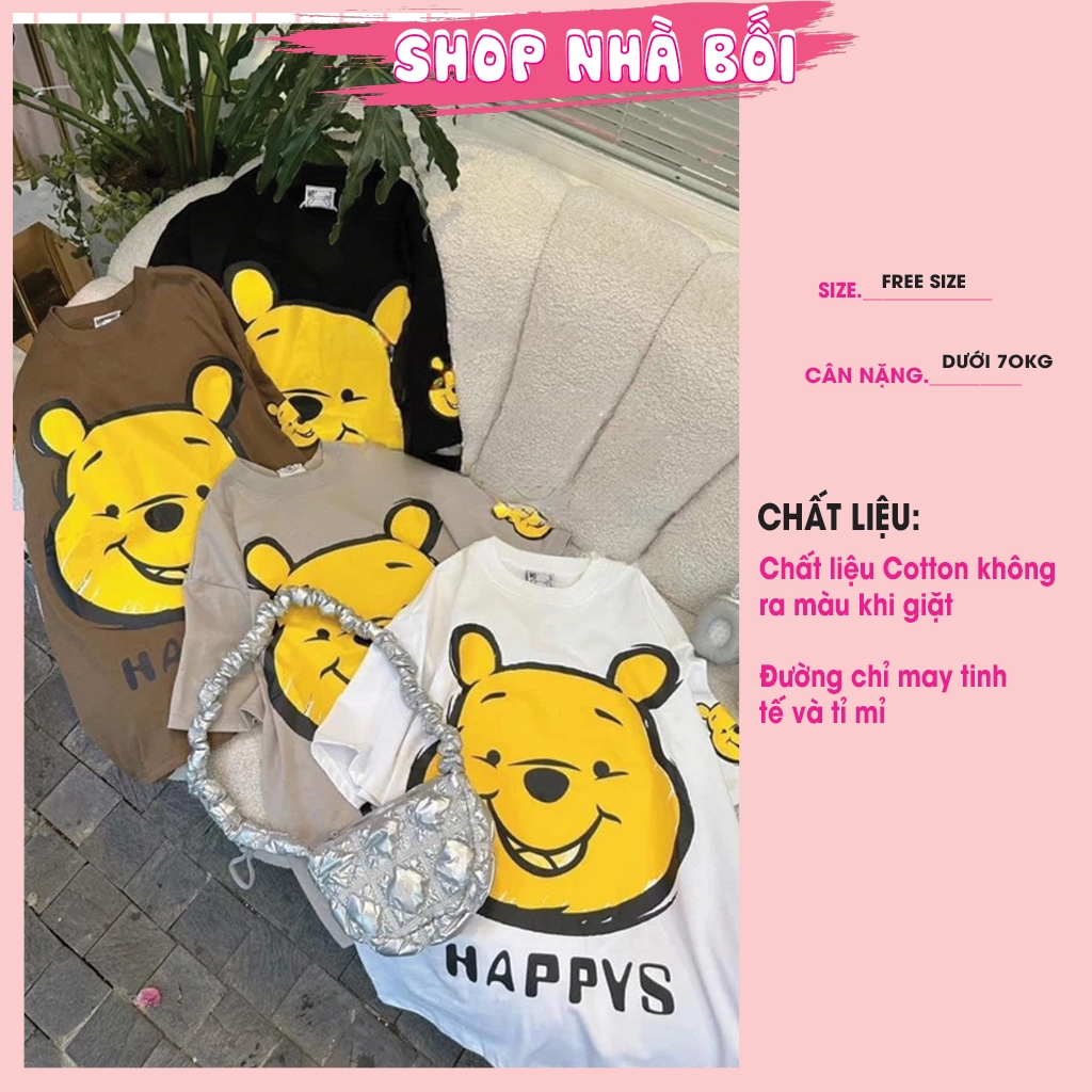 Áo Thun Tay Lỡ Cotton Khô 3158 Form Rộng Nam Nữ In Hình GẤU Unisex