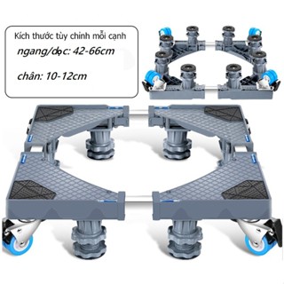 Chân Đế Kê Máy Giặt Tủ Lạnh 4 Bánh Xe 8 Trụ Chống Rung Chống Ồn - Điều Chỉnh Cao Thấp Dài Ngắn Dễ Dàng