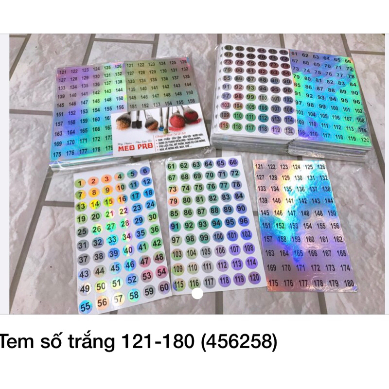 Tem số dán chai sơn , hộp từ 1-240