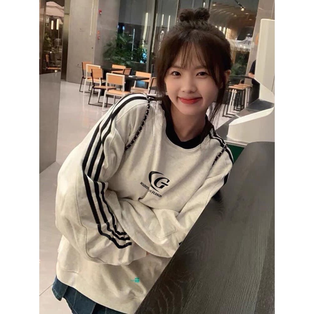 Áo Sweater phối 3 sọc tay áo unisex. Áo Sweater fom unisex chất nỉ bông mềm mịn dày dặn T16