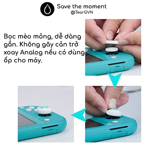 Bọc Analog chân mèo viền mỏng tương thích khi xài ốp cho Nintendo Switch / Switch Lite