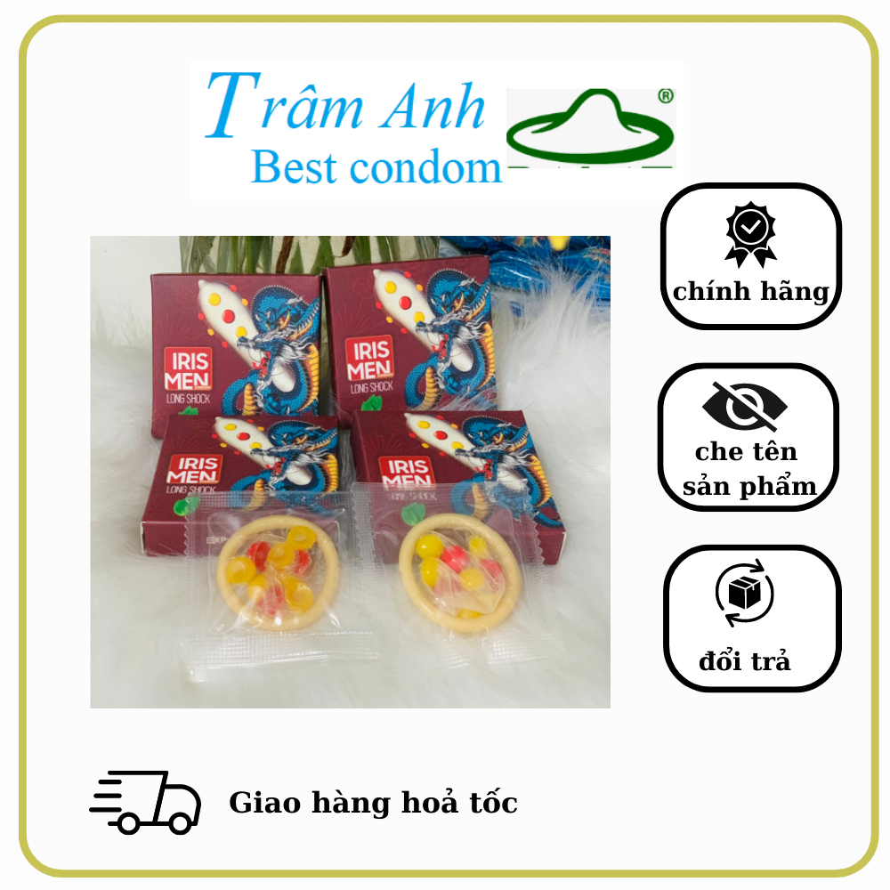 Bao cao su 9 Bi Cực Lớn Irismen HBM silicon cực  mềm mại, có gai bi lớn, tăng kích thích, kéo dài thời gian hộp 2 chiếc.