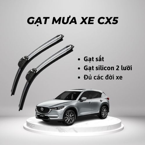 Gạt mưa ô tô xe Mazda Cx5, gạt mưa khung sắt, gạt mưa silicon 2 lưỡi, gạt zin nguyên bản theo xe
