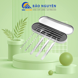 Bộ dụng cụ nặn mụn 5 chi tiết bằng thép không gỉ cao cấp nặn mụn đầu đen, trứng cá, cám có nhíp