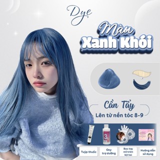 Thuốc nhuộm tóc, thuốc nhuộm tóc màu Xanh Dương Khói, DYE HAIR, tặng kèm oxy trợ dưỡng và bao tay