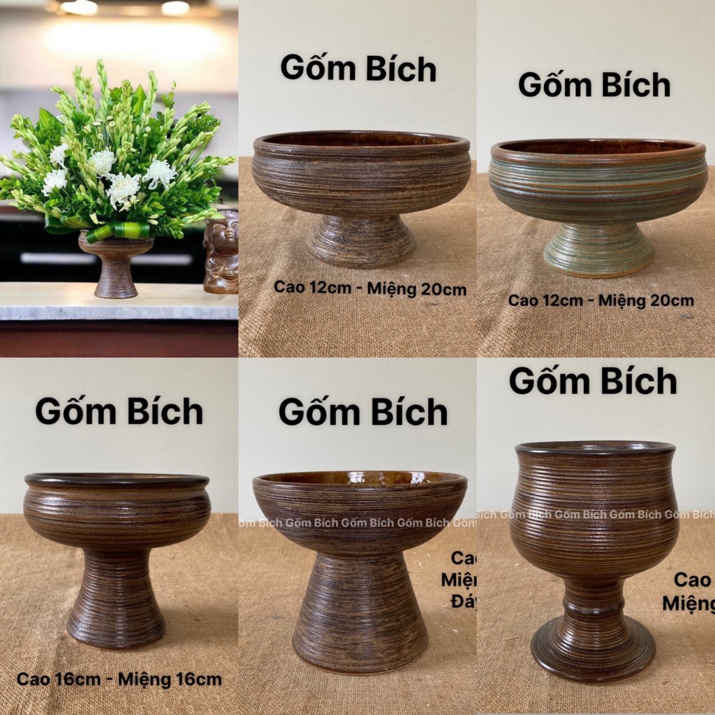 Ly Chậu Ang Trồng Thủy Tiên, Cắm Hoa Nghệ Thuật Ikebana, Đựng Trái Cây Để Bàn Gốm Bát Tràng - Gốm Bích