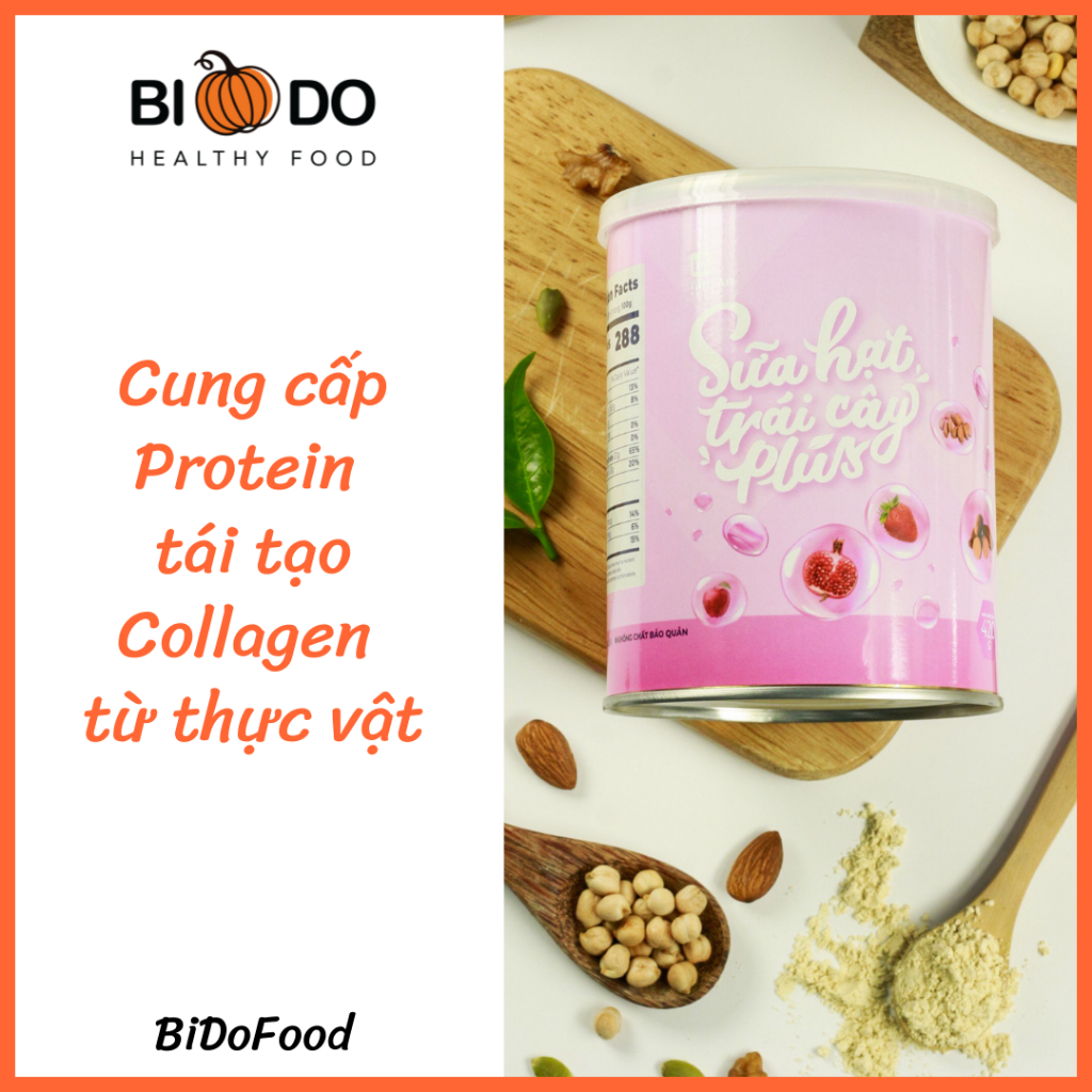 Sữa Bột Đậu Hạt Rau Củ Trái Cây Plus - Bí Đỏ Food - Bổ Sung Collagen Từ Thực Vật