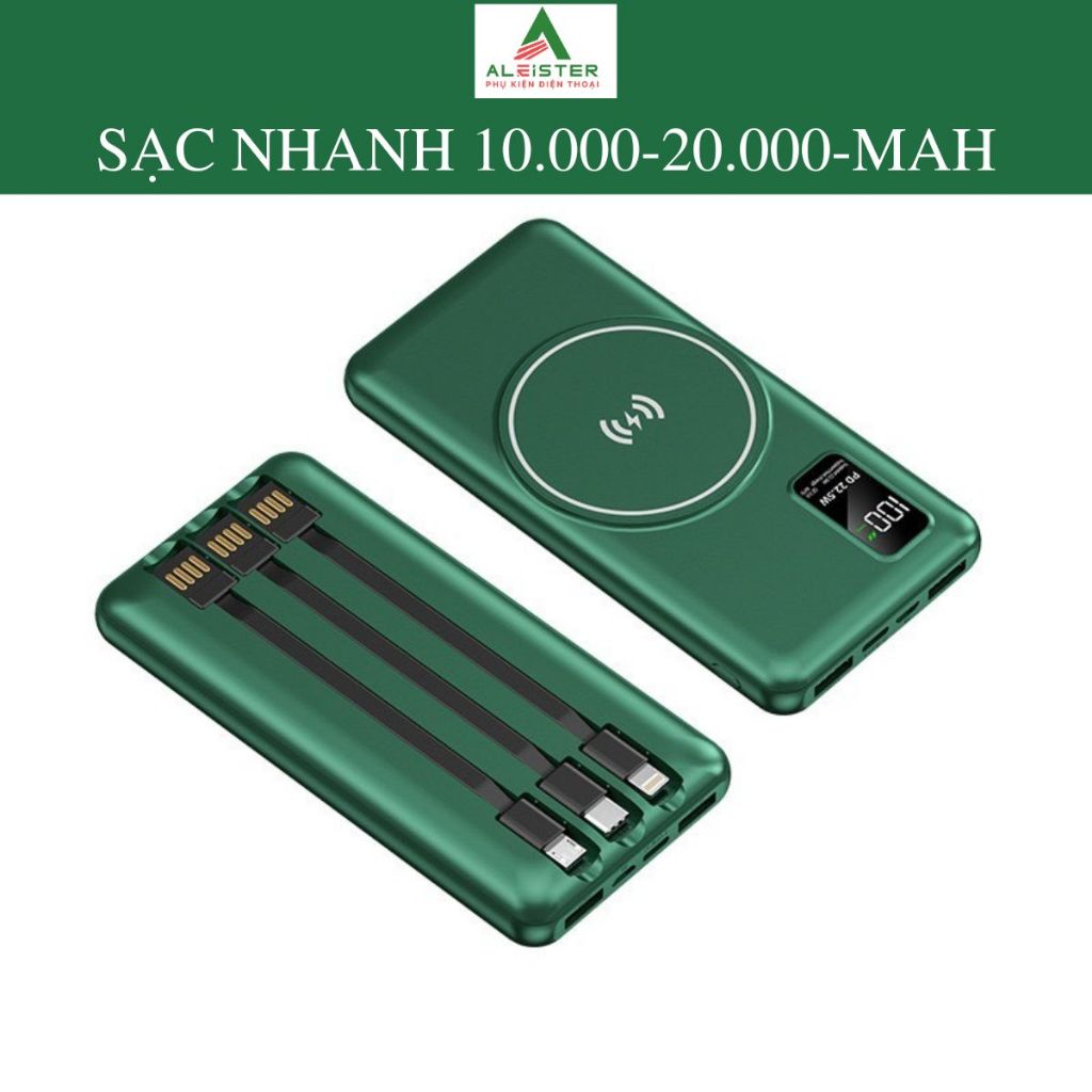 [Sạc Nhanh ] Sạc dự phòng 10000 Ma kèm theo dây sạc cho các dong điện thoại