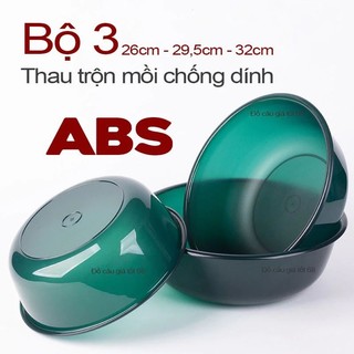 Thau trộn mồi câu cá chống dính, bộ 3 thau trộn mồi câu cá chất liệu abs siêu bền chuyên dụng