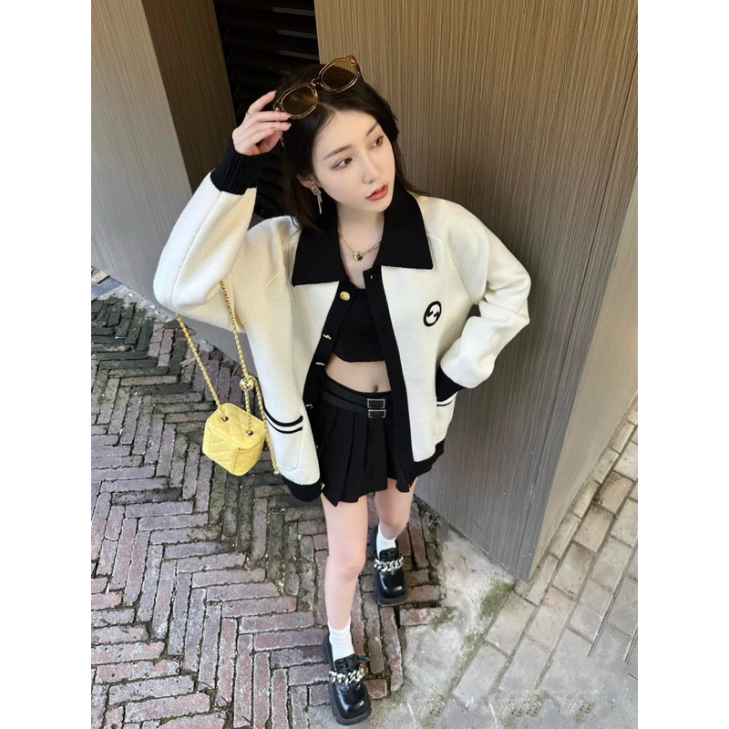 Jacket swester Gccy newss2023  mẫu khoác len cổ navy Dày dặn