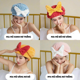 Mũ, nón ủ khô tóc hình nơ siêu thấm hút