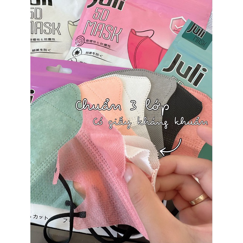 Thùng 100 chiếc khẩu trăng 5d mask 3 lớp nhiều màu