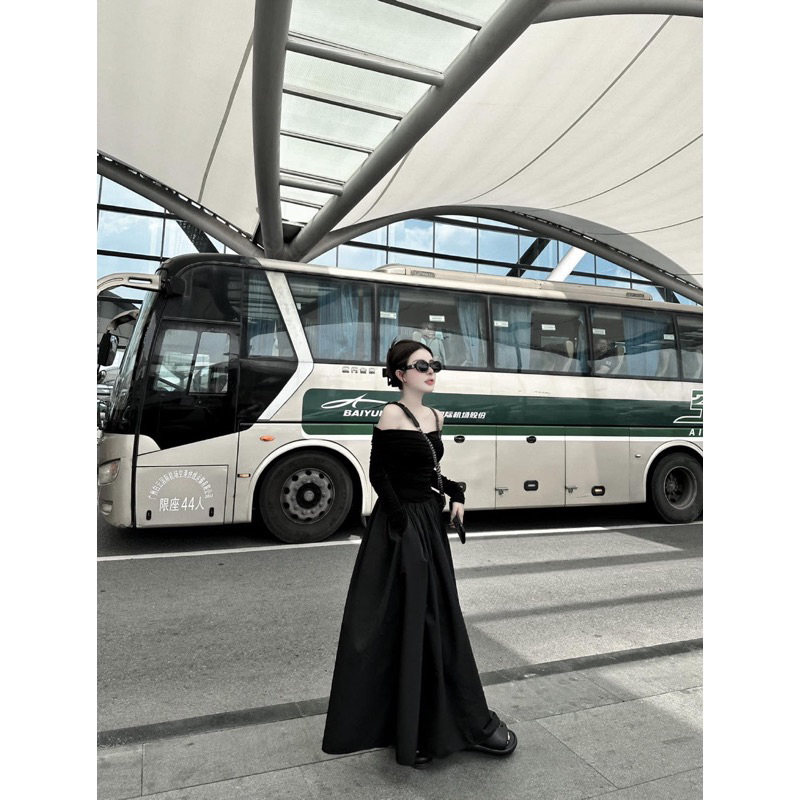 Váy Trễ Vai Phối Lụa MPB