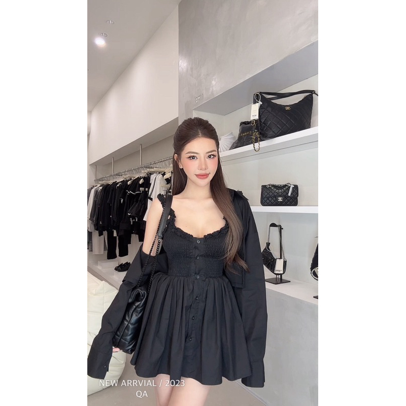 Set Váy 2 Dây Thô Nhăn Kèm Áo Ngoài Chuẩn MPB