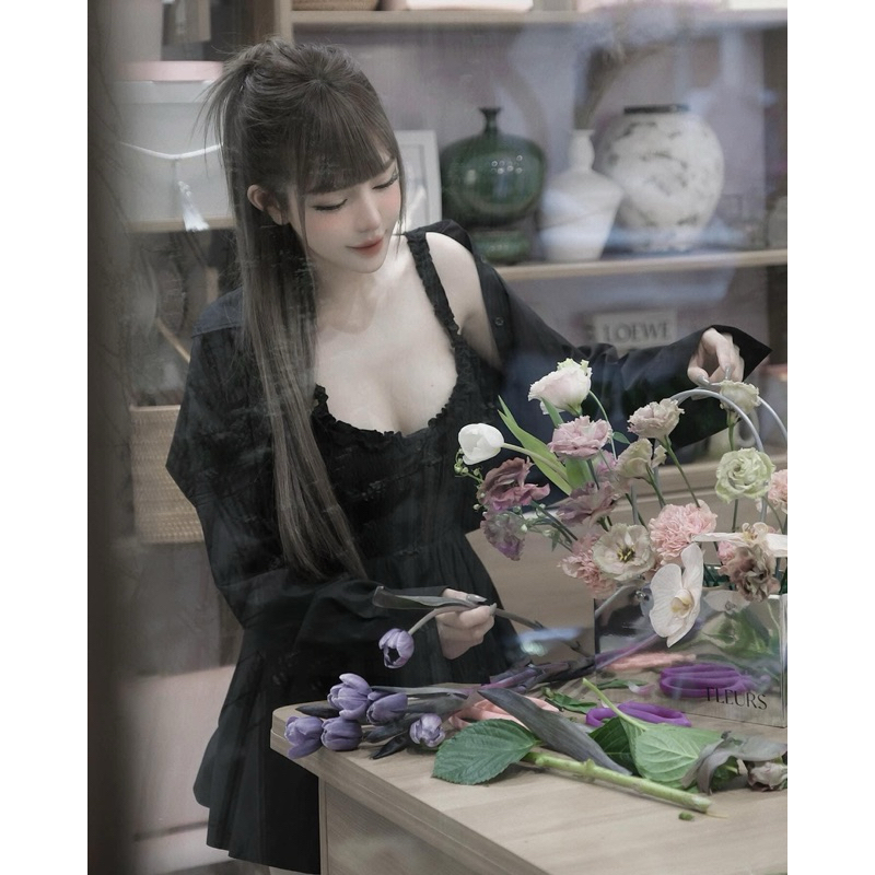 Set Váy 2 Dây Thô Nhăn Kèm Áo Ngoài Chuẩn MPB