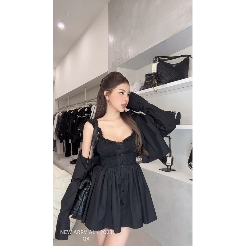 Set Váy 2 Dây Thô Nhăn Kèm Áo Ngoài Chuẩn MPB