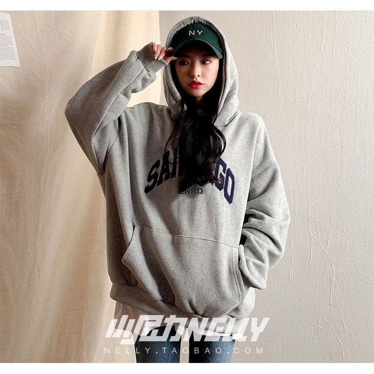 ÁO HOODIE CHUI IN CHỮ SANDIAGO CHẤT LIỆU NỈ BÔNG SIÊU DÀY MŨ RỘNG NAM NỮ