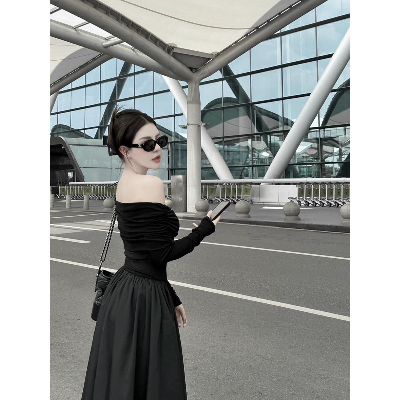 Váy Trễ Vai Phối Lụa MPB