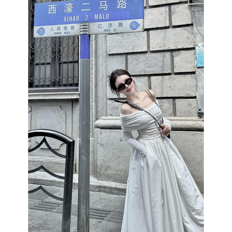 Váy Trễ Vai Phối Lụa MPB