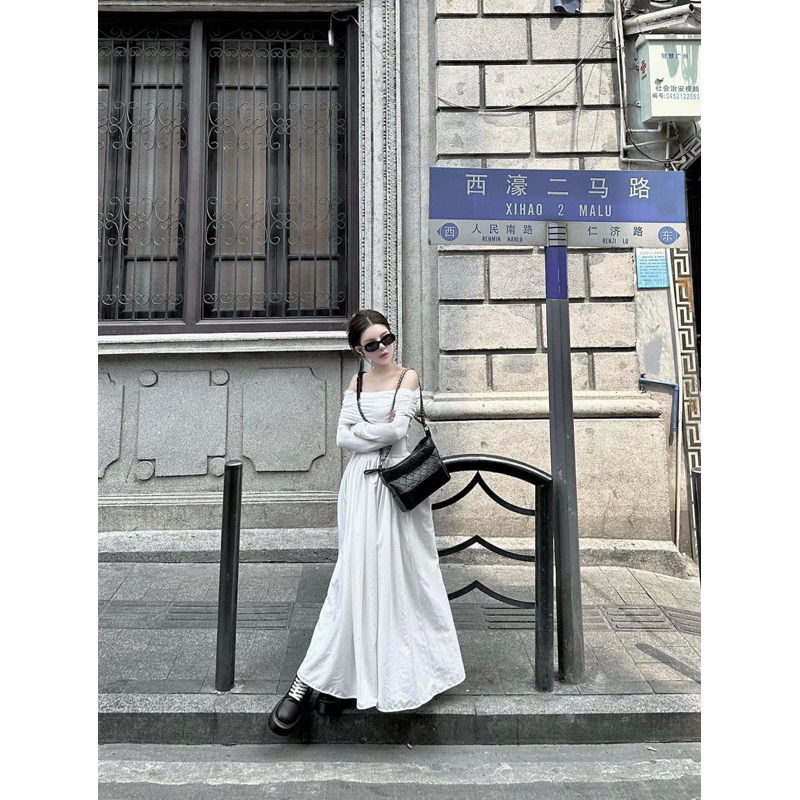 Váy Trễ Vai Phối Lụa MPB