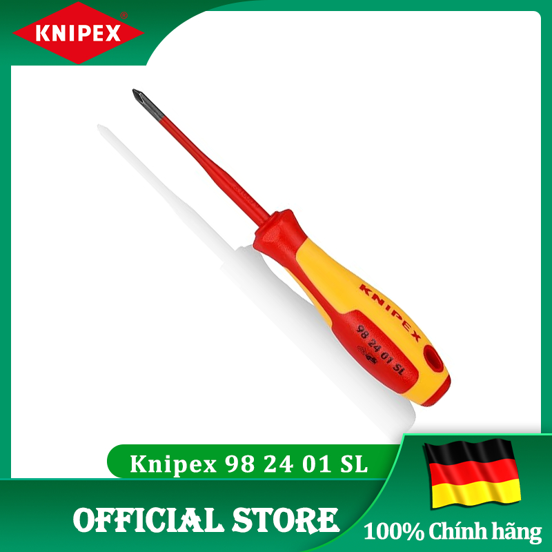 Tua vít Phillips® PH1 x 80mm Cách Điện 1000 Volt Mũi Slim Knipex 98 24 01 SL [chính hãng Đức/Germany giá rẻ]