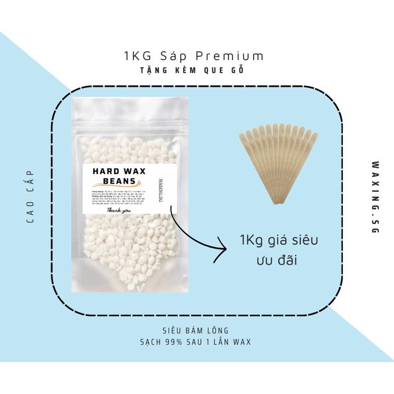 01Kg Sáp Wax Lông Nóng Cao Cấp Siêu Bám Lông, Sáp Tẩy Râu, Nách, Tay Chân Tặng Kèm Mỡ Trăn và Que Phết Sáp