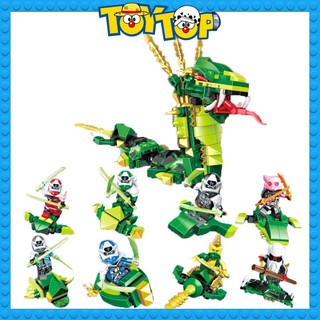 [Combo 8 hộp 8 in 1] Đồ chơi lắp ráp ninja SS12 Digi mini Jay Zane Kai LLoyd Nya tấn công rắn xanh xếp hình PRCK 61039