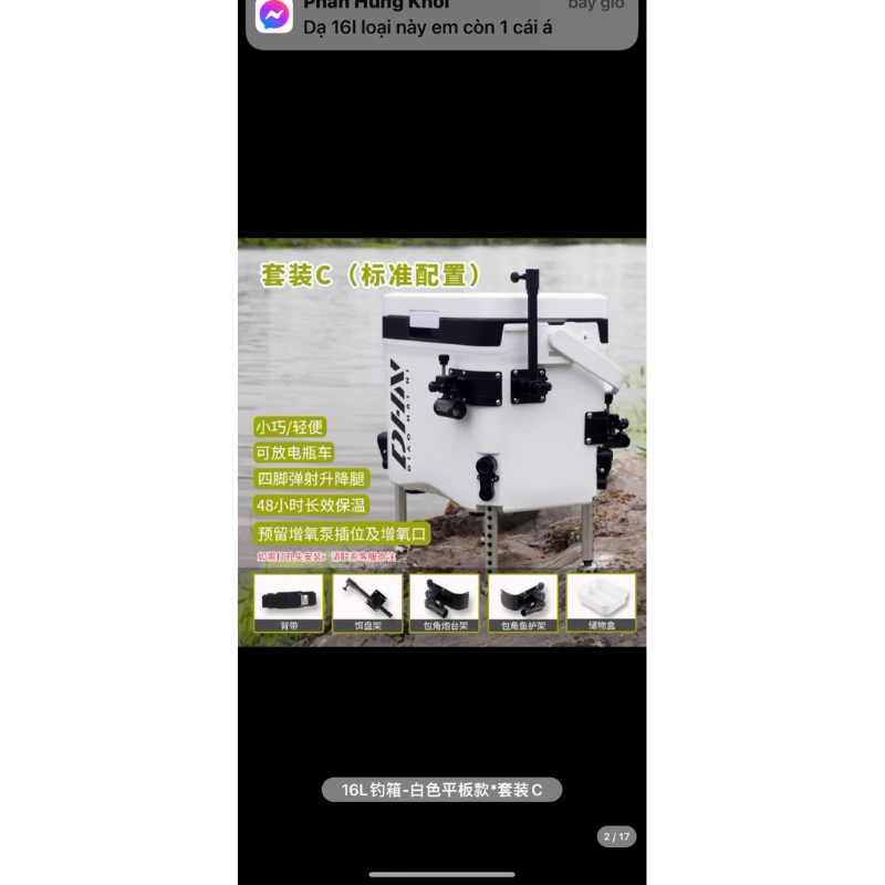 Thùng câu đài mini 16lit chân đia hình