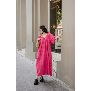 Anna Dress - Đầm ren boi dáng suông cổ V thắt nơ