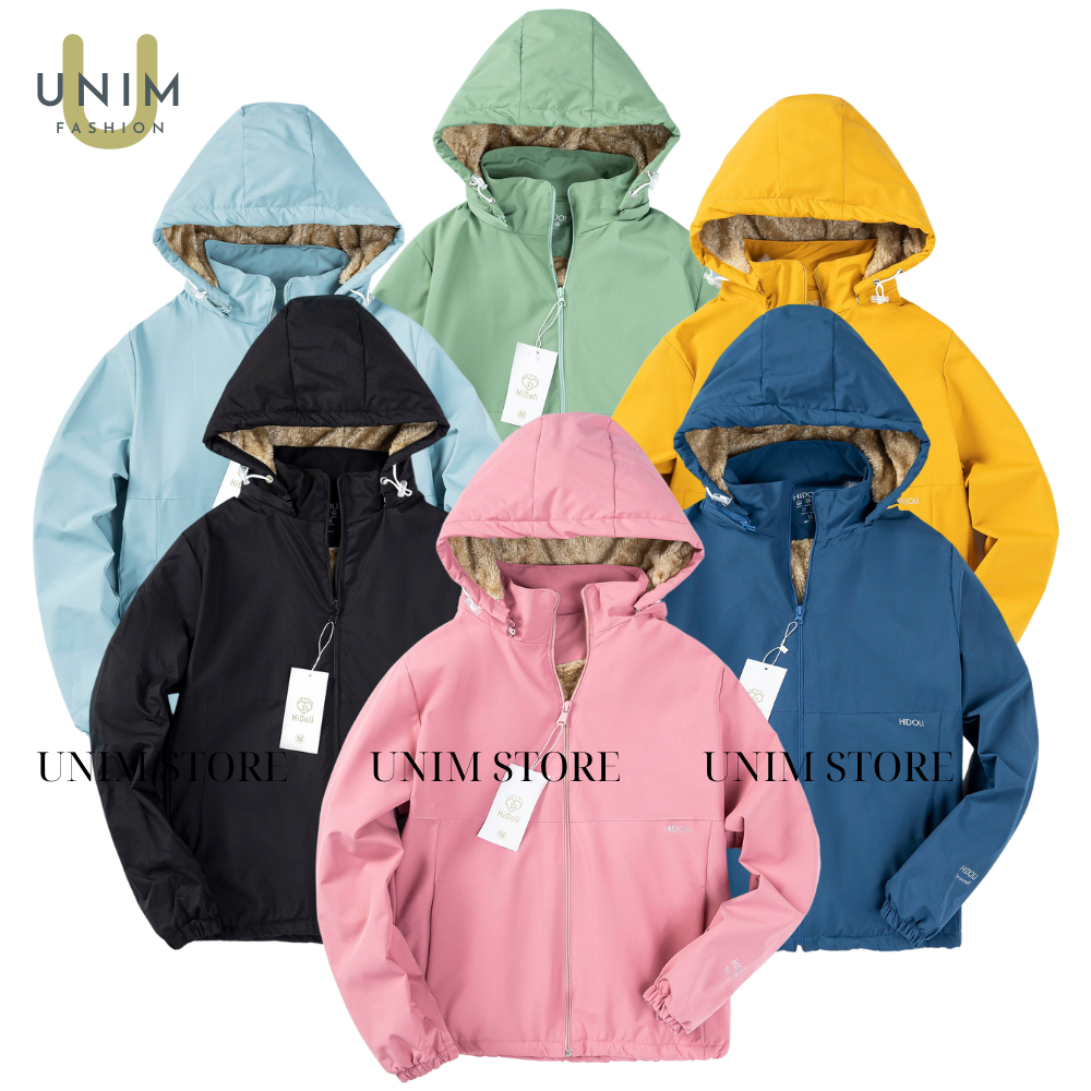 Áo Khoác Chống Nước Lót Lông Siêu Mềm Unim Store Có Mũ Tháo Rời - G16