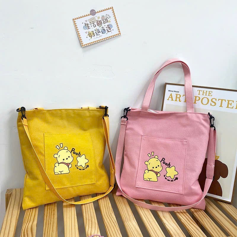 Túi tote thời trang vải canvas Gấu Pooh