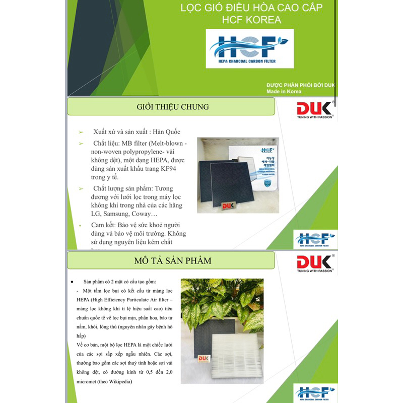 🔆Lọc gió điều hoà Cao cấp HCF nhập khẩu Hàn Quốc cho Hyundai KONA🔅