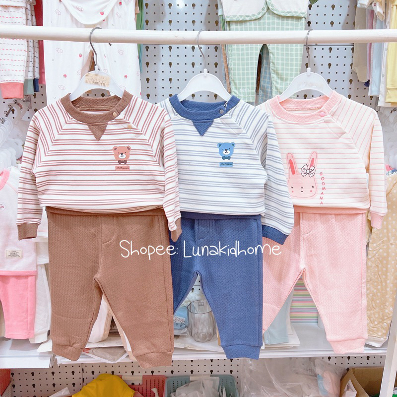 Bộ nỉ bông Goodmama mềm ấm cho bé trai, bé gái